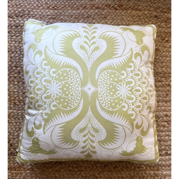 Jonathan Adler Happy Home Silk Pillow Cover 18" x 18" Apple Green Paisley - Picture 7 of 8